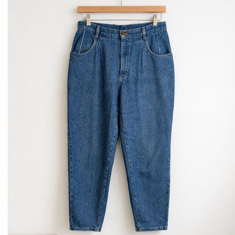Vintage L.L. Bean Ultra High-Rise Pleated Jeans SZE 12 Mom Jeans Dark Wash Denim